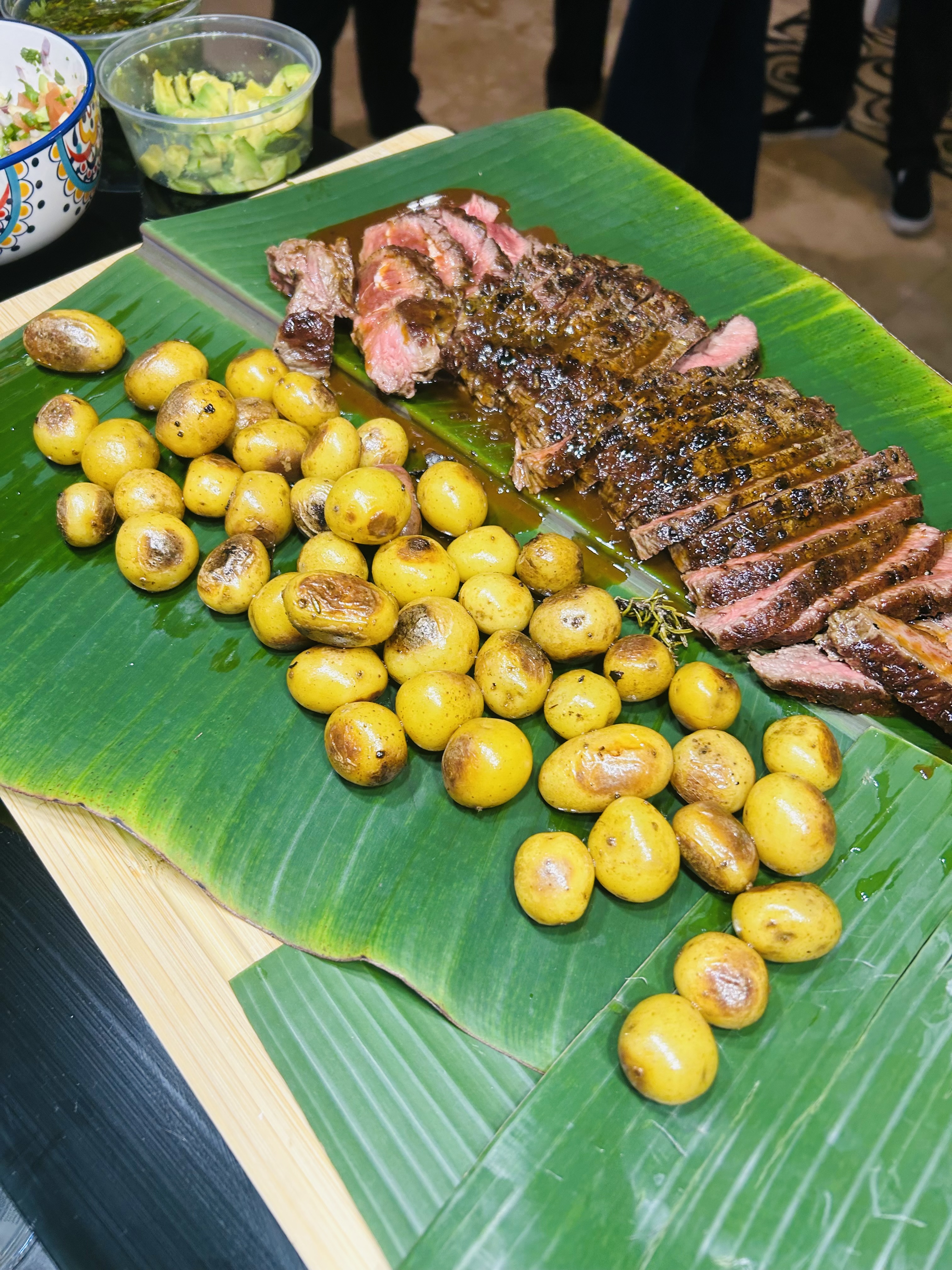 Plated private chef dinner with grilled steak in San Diego